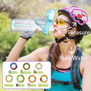 rericonq Water Bottle with 7 Flavor Pods,18.5 Oz/500ml,21.9 Oz/650ml Fruit Fragrance Water Bottle,Scent Water Cup Sports Water Cup Suitable for Outdoor Sports