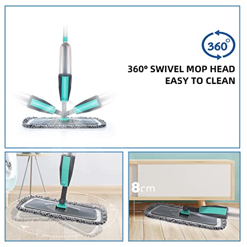 Spray Mops for Floor Cleaning Microfiber Floor Mop with 3 Washable Pads 1 Holder 1 Scraper Wet Dry Floor Cleaner 360 Degree Spin Dust Mop Hardwood Floor Mop