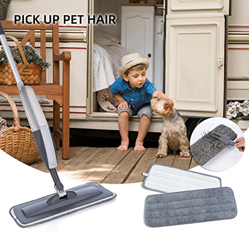 Microfiber Spray Mop for Floor Cleaning with 5 Washable Pads,360 Degree Spin Dust Mop with Mop Holder and Scraper for Home Kitchen Bathroom,Dry Wet Flat Mop for Wood Laminate Ceramic Hardwood Tile