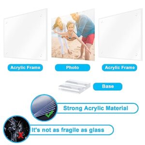 JUOIFIP 8X10 Clear Acrylic Picture Frames, Magnetic Picture Frames with Gift Box Package, Double Sided Acrylic Photo Frames Desktop Display with Support Stand, Pack of 1（Bonus 1 Pack Stand）