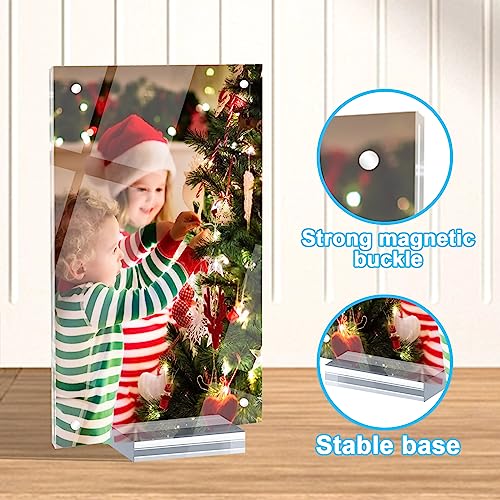 JUOIFIP 8X10 Clear Acrylic Picture Frames, Magnetic Picture Frames with Gift Box Package, Double Sided Acrylic Photo Frames Desktop Display with Support Stand, Pack of 1（Bonus 1 Pack Stand）