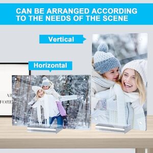 JUOIFIP 8X10 Clear Acrylic Picture Frames, Magnetic Picture Frames with Gift Box Package, Double Sided Acrylic Photo Frames Desktop Display with Support Stand, Pack of 1（Bonus 1 Pack Stand）