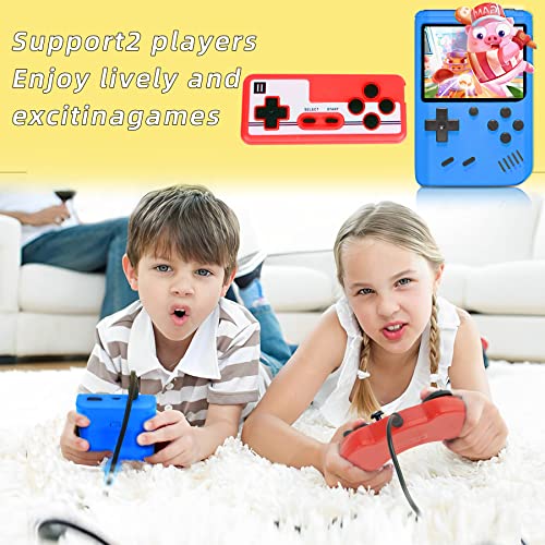 Handheld Game Console for Kids, Retro Handhel Gaming Console for Adults, Mini Portable Hand Held Games with 500 Classic Games 3.0-Inch Color Screen, Support Two Players (Dark Blue)