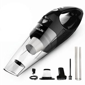 vaclife handheld vacuum, car vacuum cleaner cordless, powerful suction silver vl189si