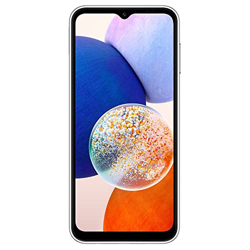 SAMSUNG Galaxy A14 5G + 4G LTE (128GB + 4GB) Unlocked Worldwide (Only T-Mobile/Mint/Tello USA Market) 1 Year Warranty Latin America 6.6" 50MP Triple Camera + (15W Wall Charger) (Silver)