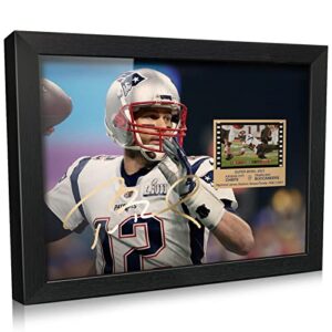 orimami sport fans gifts - signed tom brady wooden framed photo art decor with 1x35mm memorabilia film display,cool collectible gifts for football fans - 8x6 inches