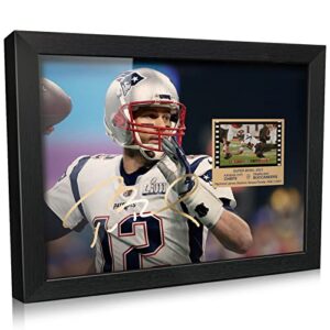 ORIMAMI Sport Fans Gifts - Signed Tom Brady Wooden Framed Photo Art Decor with 1x35mm Memorabilia Film Display,Cool Collectible Gifts for Football Fans - 8x6 Inches