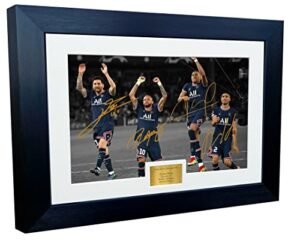 messi neymar mbappe hakimi psg paris saint-germain autographed signed 12x8 a4 photo photograph picture frame football soccer poster gift