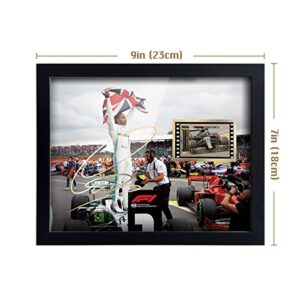 ORIMAMI Signed Lewis Hamilton Poster Wooden Framed Photo Art Decor,with 1x35mm G P 2020 Film Display,Cool Collectible Gifts for Formula One Racing Fans - 8x6 Inches