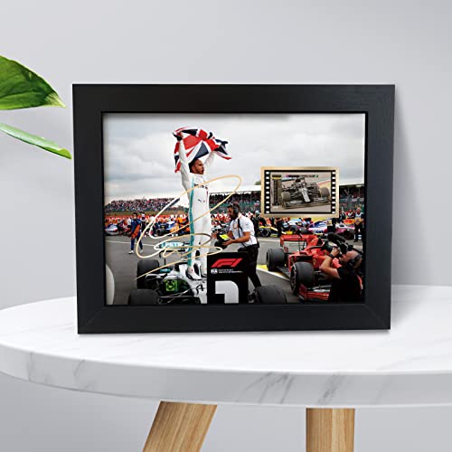 ORIMAMI Signed Lewis Hamilton Poster Wooden Framed Photo Art Decor,with 1x35mm G P 2020 Film Display,Cool Collectible Gifts for Formula One Racing Fans - 8x6 Inches