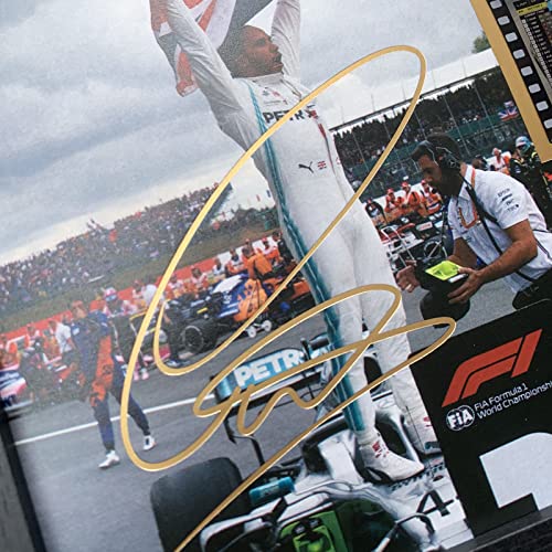 ORIMAMI Signed Lewis Hamilton Poster Wooden Framed Photo Art Decor,with 1x35mm G P 2020 Film Display,Cool Collectible Gifts for Formula One Racing Fans - 8x6 Inches