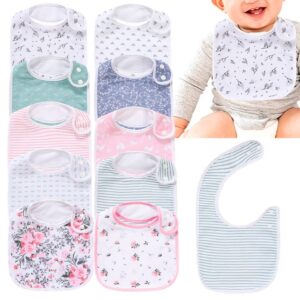 lazyrhino Baby Bibs - 6 Pack Waterproof Cotton Bibs with Snap, Soft and Thick Absorbent Drooling, Teething Bibs for Easy Use (pink-f)