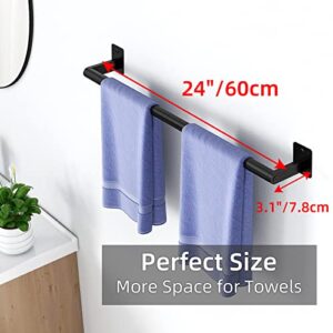 Bathroom Towel Bar, 24 Inch Towel Racks for Bathroom Wall Mounted, Heavy Duty Bath Hand Towel Holder Organizer, Modern Home Decor Towel Rod Bathroom Hardware Accessories, Matte Black Single Bar