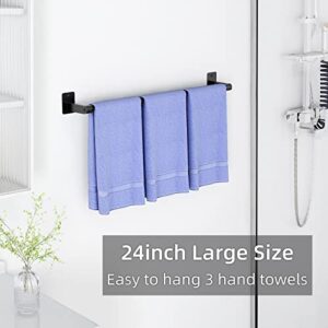 Bathroom Towel Bar, 24 Inch Towel Racks for Bathroom Wall Mounted, Heavy Duty Bath Hand Towel Holder Organizer, Modern Home Decor Towel Rod Bathroom Hardware Accessories, Matte Black Single Bar