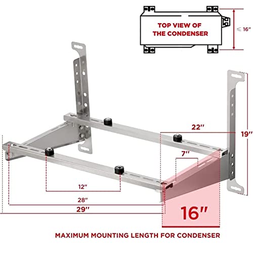 TURBRO Wall Mount Stand for Mini Split Ductless Air Conditioner Heat Pump System, Sturdy Aluminum Alloy Bracket w/Dual Cross-Bars, Support Condenser up to 600 lbs (7,000-36,000 BTU)