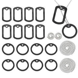 chgcraft 32pcs 2styles silicone dog tag silencers include 8 pcs stainless steel chain and 8pcs iron ball chains with connectors for reduce noise and protect tag