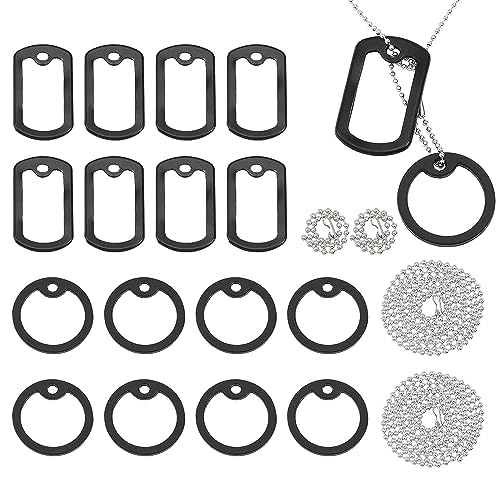 CHGCRAFT 32pcs 2Styles Silicone Dog Tag Silencers Include 8 Pcs Stainless Steel Chain and 8pcs Iron Ball Chains with Connectors for Reduce Noise and Protect Tag