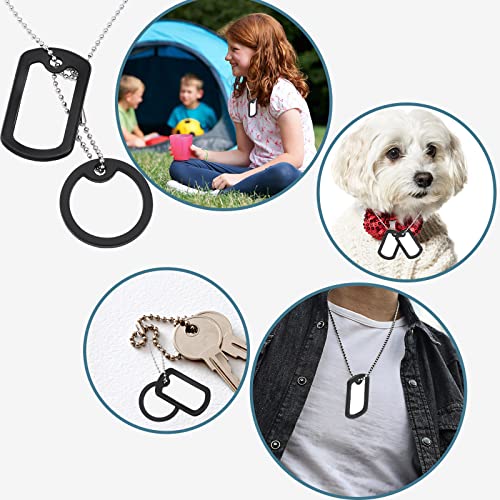 CHGCRAFT 32pcs 2Styles Silicone Dog Tag Silencers Include 8 Pcs Stainless Steel Chain and 8pcs Iron Ball Chains with Connectors for Reduce Noise and Protect Tag