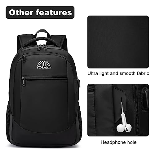 School Backpack Sports, Lightweight Travel Laptop Backpack Slim Waterproof Durable Bookbag with USB Charging Port College Computer Bag Gifts for Men & Women Fits 15.6 Inch Notebook Over 3 Years Old