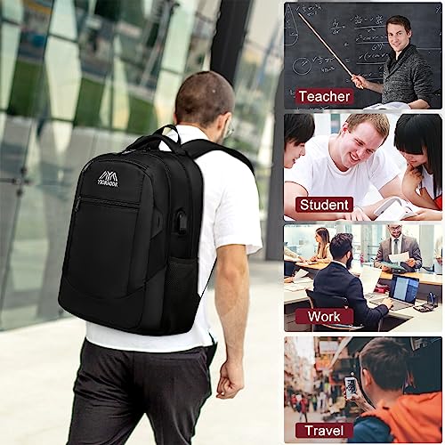 School Backpack Sports, Lightweight Travel Laptop Backpack Slim Waterproof Durable Bookbag with USB Charging Port College Computer Bag Gifts for Men & Women Fits 15.6 Inch Notebook Over 3 Years Old