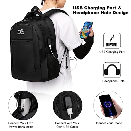 School Backpack Sports, Lightweight Travel Laptop Backpack Slim Waterproof Durable Bookbag with USB Charging Port College Computer Bag Gifts for Men & Women Fits 15.6 Inch Notebook Over 3 Years Old