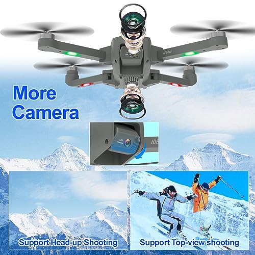 Brushless Motor Drones with 2 Cameras 40KM/h MAX Wind Resistance Class 4 for Adults 5GHz WIFI FPV Drone with HD Camera RC Quadcopter for Beginners 2 Batteries 30 Minutes idea16 UAV