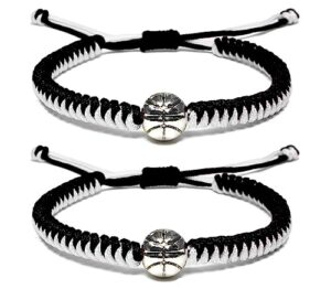 manyc basketball bracelets adjustable for boys, girls, and adults handmade gifts for basketball players (black white 2pcs)