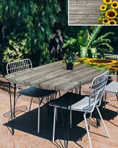 rectangle tablecloth for outdoor, waterproof stain-resistant table cover for 6 foot tables, vintage wood grain summer sunflower elastic stretch stitched tightly and sturdiness table cloth 32x72inch