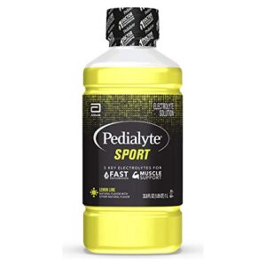 pedialyte sport electrolyte drink, fast hydration with 5 key electrolytes for muscle support before, during, & after exercise, lemon lime, 1 liter