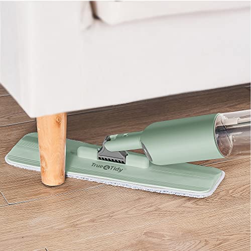 True & Tidy SPRAY-250A Multi-Surface Spray Mop with Refillable Water Bottle, Use Any Cleaning Solution Easy to Fill and Refill with Machine Washable Mop Pad (Mint)