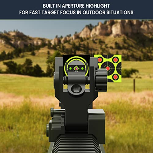 Fiber Optic Iron Sights Flip Up Front and Rear Sites with Green & Red Dot Picatinny Backup Sight Set