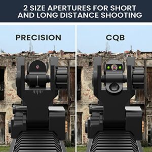 Fiber Optic Iron Sights Flip Up Front and Rear Sites with Green & Red Dot Picatinny Backup Sight Set