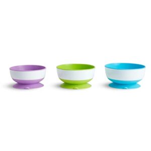 Munchkin Stay Put Divided Suction Plates, Blue/Green & Stay Put Suction Bowls & Raise™ Toddler Fork and Spoon Utensil Set