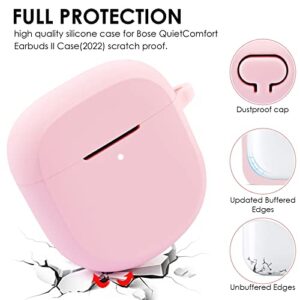Case for Bose QuietComfort Earbuds II 2022,Filoto Silicone Protective Skin Cover Bose QuietComfort Earbuds 2 Accessories with Bracelet Keychain,Cute Protective Case with Charging Case for Woman(Pink)