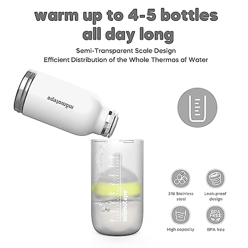 Mamatepe Upgrade Bottle Warmer on The go Portable Baby Breast Milk Warmer for Travel, Hot Water Heating Warmer Insulated Thermo Fits All Infant Bottles, Digital Water Temp Display Lid,15.5 oz