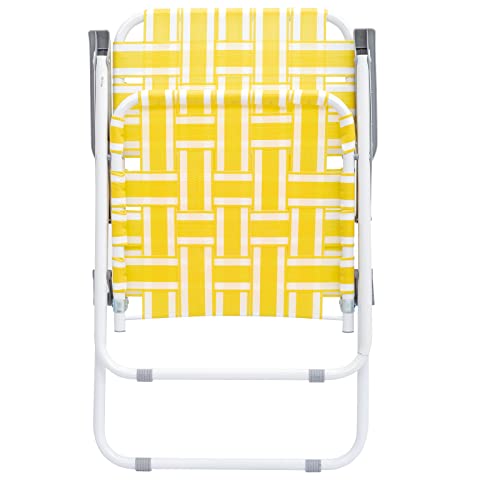 AFFAVON Webbed Patio Lawn Folding Up Beach Chairs 2 Packs Lightweight, Sturdy, Comfortable, Portable, and Stylish Outdoor Chair for Yard, Garden，Camping, Sports and Beach (Yellow)