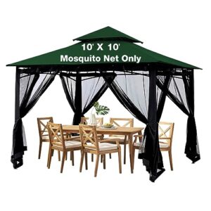 mosquito net for 10x10 canopy tent,replacement mosquito netting for gazebo netting screen mosquito screen canopy for camping for patio tent 10x10' (mosquito netting only, black 2)