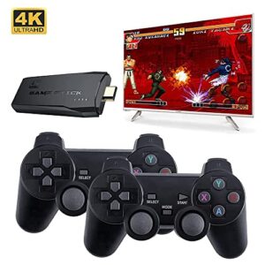 wireless retro game console, plug and play nostalgia video game stick built in 10000+ games, 9 classic emulators, 4k high definition hdmi output for tv with dual 2.4g wireless controllers (64g