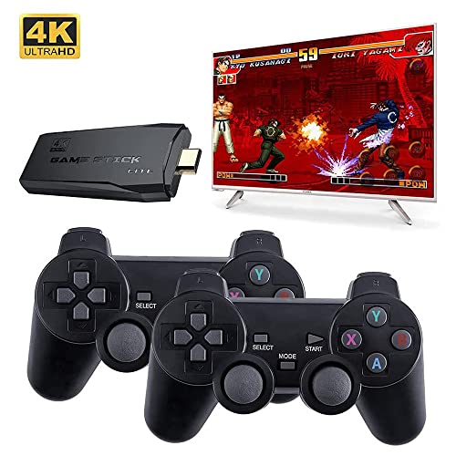 Wireless Retro Game Console, Plug and Play Nostalgia Video Game Stick Built in 10000+ Games, 9 Classic Emulators, 4K High Definition HDMI Output for TV with Dual 2.4G Wireless Controllers (64G