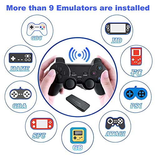 Retro Game Console,4K HDMI Output,Plug and Play Video Game Stick Built in 7000+ Games,8 Classic Emulators, with Dual 2.4G Wireless Controllers