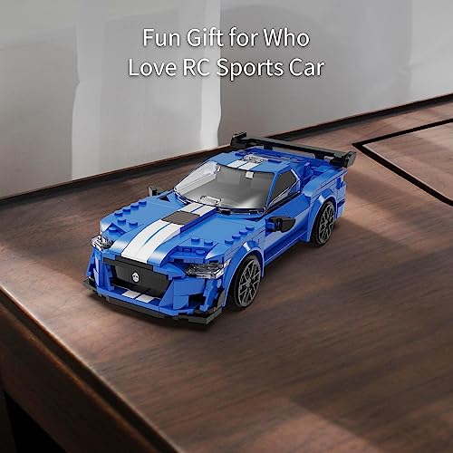 CADA Remote Control Car Blue Knight, 325 Pcs RC Cars Building Toys, Model Car Kits Building Blocks, STEM Toys for Boys with Programmable APP, Birthday Gifts for Kids 6 7 8 9 10+ Years Old