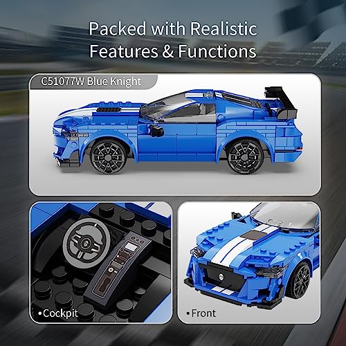 CADA Remote Control Car Blue Knight, 325 Pcs RC Cars Building Toys, Model Car Kits Building Blocks, STEM Toys for Boys with Programmable APP, Birthday Gifts for Kids 6 7 8 9 10+ Years Old