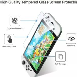 The Gamers Bell - (2-pack) Premium Screen Protector 9H Templed Glass Cristal Compatible with Console N Switch - Total Protection HD Maximum Quality Glass Transparent Clear Anti-Scratch (Switch OLED)