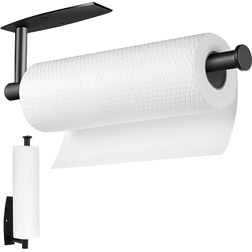 Paper Towel Holder, Paper Towel Roll Rack - Under Cabinet Paper Towel Holder for Kitchen, Stainless Steel Paper Towel Holder Wall Mount, Self Adhesive or Drilling Paper Towel Bar, Paper Towel Rack