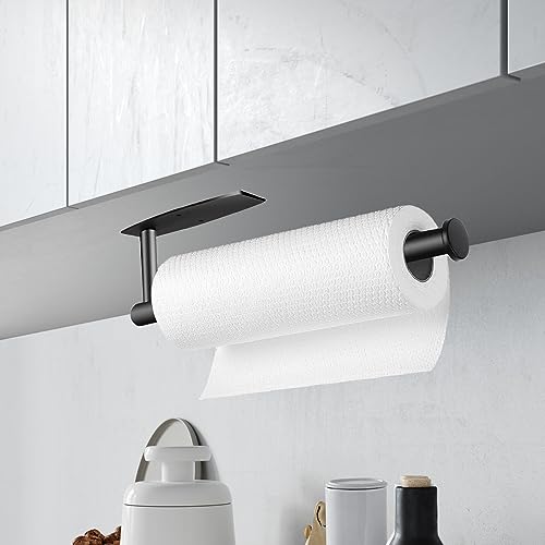 Paper Towel Holder, Paper Towel Roll Rack - Under Cabinet Paper Towel Holder for Kitchen, Stainless Steel Paper Towel Holder Wall Mount, Self Adhesive or Drilling Paper Towel Bar, Paper Towel Rack