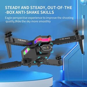 Daul 4K HD FPV Camera Remote Control Foldable Mini Drone - One Key Start Speed Adjustment Intelligent Obstacle Avoidance/Wide Angle FPV Live Video - Headless Mode, Toys for Adults Boys Girls (Black)