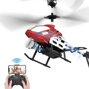 deerc remote control helicopter w/ 1080p hd camera, rc helicopters w/fpv live video, led lights, altitude hold, gyroscope, 2.4ghz toy for boys girls