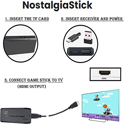 Game Stick 4k 64 GB - 10,000 Retro Games, Wireless Retro Game Console, 2.4G Wireless Controller Gamepad 4K Game Stick, 4K HDMI Output TV Game Stick (128G)