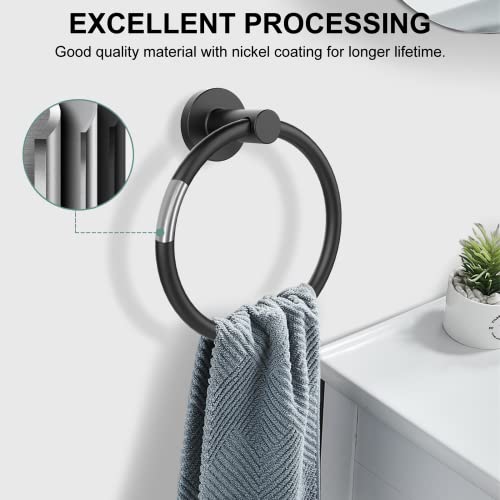 SetSail Towel Holder for Bathroom Wall Matte Black Towel Ring 304 Stainless Steel Hand Towel Holder Heavy Duty Towel Hanger for Bath, Kitchen, 2 Pack