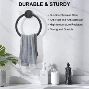 SetSail Towel Holder for Bathroom Wall Matte Black Towel Ring 304 Stainless Steel Hand Towel Holder Heavy Duty Towel Hanger for Bath, Kitchen, 2 Pack